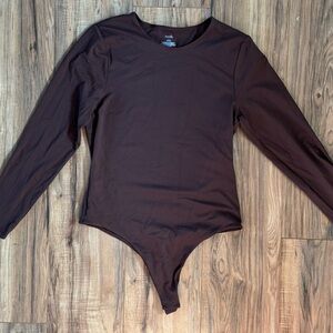 Nuuds Brown Long Sleeve Bodysuit Top